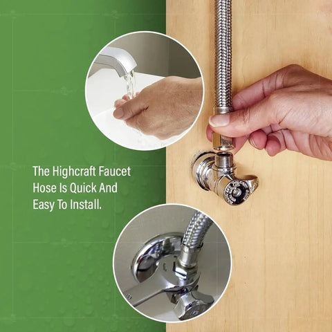 Installing Braided Faucet Connector 16 Inch Long One Half Inch IPS Brass Nut to Three Eighths Inch Female Fitting Lead Free