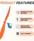 Ultra Durable Plastic Propeller Blades With Rubber Band Hooks For Helicopter Kits 5 Inch Fold Resistant For STEM Projects And DIY Science RC Powered Airplanes Orange Pack Of 20 highlighting features