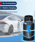 Nacs To J1772 Ev Charger Adapter With 80 Amp Dope Quick Swap Pins and Sealed IP55 Weather Cover, showcasing stable charging features.