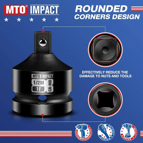 One Inch Female To One Half Inch Male Impact Socket Adapter Reducer For Impact Wrench And Ratchet Use Chrome Molybdenum Alloy Steel.