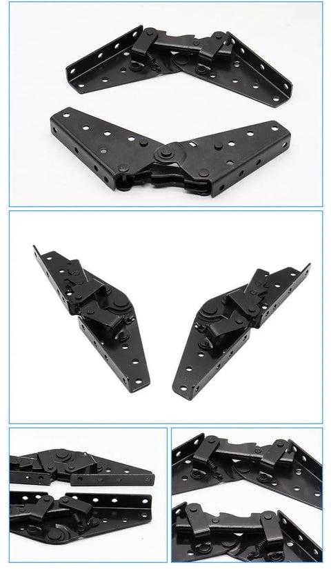 2Pcs 3 Position Adjustable Sofa Back Hinge for Sofa Bed and Furniture 230x70 Mm Black Finish 2mm Thick Hot Rolled Steel Pair