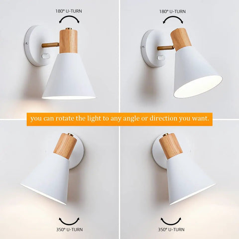 White Wood Wall Sconce Set Of 2 Adjustable Reading Lamps Dope Nordic Style Wall Lights For Bedroom Hallway And Living Room Hardwired E26 Bulb Compatible Easy Install Soft Ambience