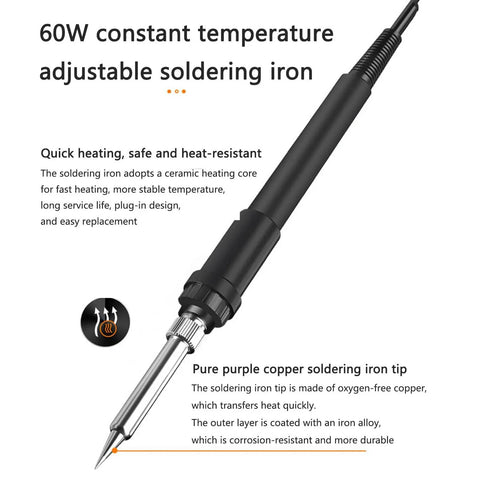 60W soldering iron from 2 In 1 Digital Soldering Station With Hot Air Rework Tool And Soldering Iron, quiet brushless fan, pro grade repair