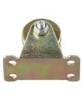 Rock Solid V Groove Wheel With Dual Ball Bearings Smooth Rolling Sliding Gate Caster For Steel Cable And Wire Rope 50 Millimeter close-up view showing mounting plate and pulley design.
