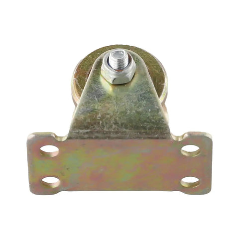 Rock Solid V Groove Wheel With Dual Ball Bearings Smooth Rolling Sliding Gate Caster For Steel Cable And Wire Rope 50 Millimeter close-up view showing mounting plate and pulley design.