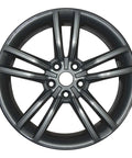 Freshly Refurbed 19 Inch Oem Wheel For Tesla Model S 2012 2013 Slick Rim with charcoal finish and detailed spoke design.