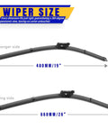 Heavy Duty Front Windshield Wiper Blades For Tesla Model 3 And Model Y Direct Oem Replacement, 19 inch and 26 inch sizes.
