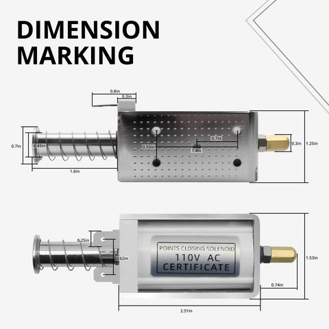 AC 110V Open Frame Push Pull Solenoid Electromagnet With Terminal Connections 35mm Stroke Long Travel dimensions diagram