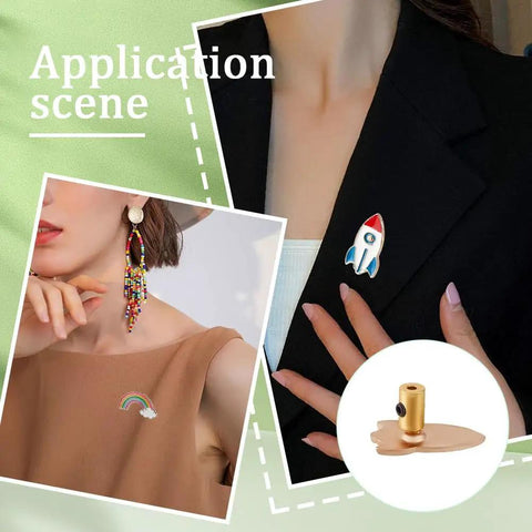 Locking Lapel Pin Backs Set with 30 Pcs Golden Brass Clips and Wrench on jackets and dresses for jewelry making and badges