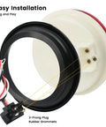 Back view of 4-Inch Round LED Trailer Lights with grommets and 3-prong pigtails showing easy installation setup