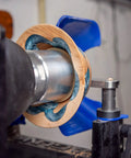 Woodturning lathe bowl with American Made Vacuum Chuck for Woodturning Lathe Bowls, 1 1/4 Inch 8 TPI, 3 1/2 Inch Outside Diameter.