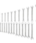 30-Piece Combination Wrench Set With Inch And Metric Sizes From One Quarter Inch To One Inch And Eight To Twenty-Two Millimeters