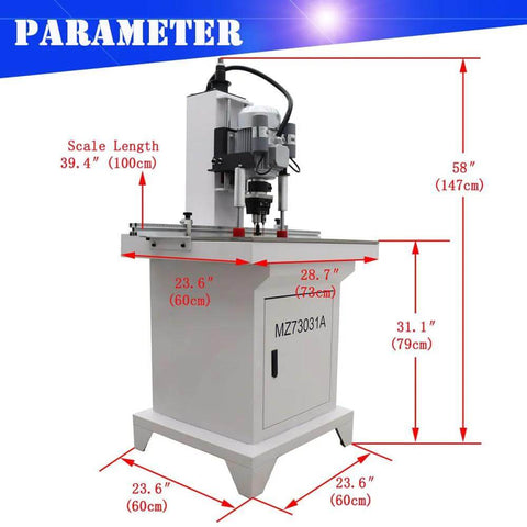 INTBUYING hinge boring insertion machine for woodworking; white pneumatic drill press with guide rail