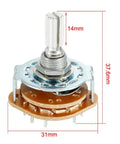Rad 2P6T 2 Pole 6 Position Rotary Switch Band Selector 1 Deck For Radios TVS And Industrial Control Panels 9mm Mount