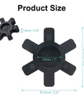 Front view of uxcell L099/L100 jaw coupling insert set, 4 pcs, black NBR rubber, 25mm bore for L-jaw couplings