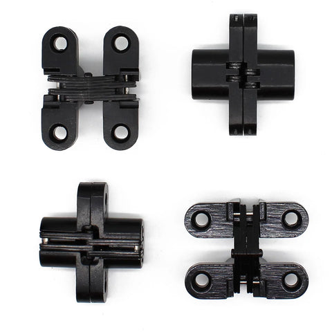 Hidden Hinge Set For Doors And Cabinets Lamvbls Stainless Steel 180 Degree Invisible Cross Hinges Black Four Hinge Pack