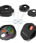 Step by step assembly of the 5-Position Eyepiece Filter Wheel For Astronomy Telescopes Aluminum Housing Quick-Change 5 Filters.