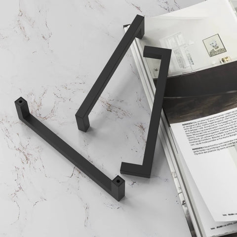 30 Pack Matte Black Stainless Steel Cabinet Pulls Center To Center 5 Inch Square Kitchen Cabinet Handles for Cabinets