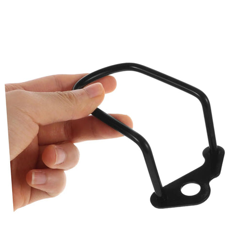 Hand holding Rear Derailleur Guard And Rack Protector For Mountain Road And Folding Bikes In Black Easy Under Wheel Quick Release Or Fixed Screw Mount Shields Your Derailleur From Scrapes And Impacts On Rough Trails