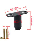 Beefy Iron Adjustable Bed Support Legs 4 Pack With Rock Solid Flex Setup And Non Slip Nylon Base For Tuff Furniture Stabilization and Scratch Resistant Floor Protector Pad showing a black iron leg support with measurements.