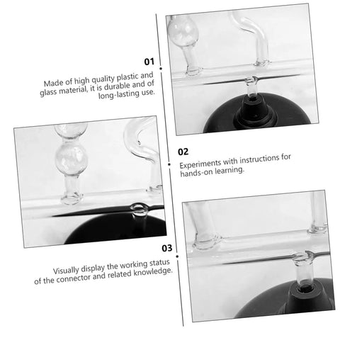 Close-up of Simplified Fluid Pressure Experimental Kit showing plastic and glass connectors for classroom experiments.