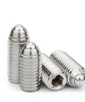 Heavy Duty M12x60mm Spring Ball Plunger Featuring A Hex Socket For Tight Precision Positioning And Rock Solid Machine Mounting In Premium 304 Stainless Steel Built Tough For Daily Workbench Grunt Work, showing multiple stainless steel plungers.