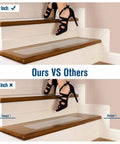 Comparison of clear no slip stair treads for indoors; 32 inch PEVA anti slip tape on stairs vs shorter 24 inch option.