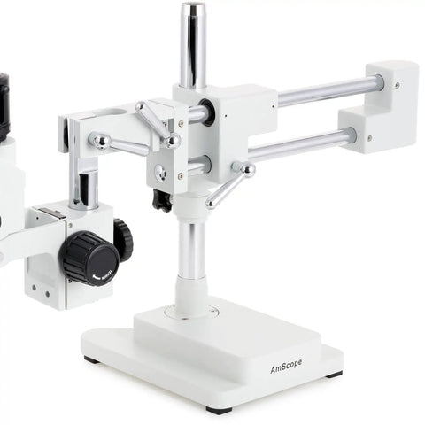 Digital Pro Trinocular Stereo Zoom Microscope With Boom Stand, Long Working Distance, 5MP USB 2.0 Camera, Clear Live View For Circuit Boards, Dental Appliances, And Other Large Items Inspections on white base