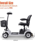 Side view of Four Wheel Electric Mobility Scooter For Travel And Everyday Errands With 419 Pound Capacity Foldable Design