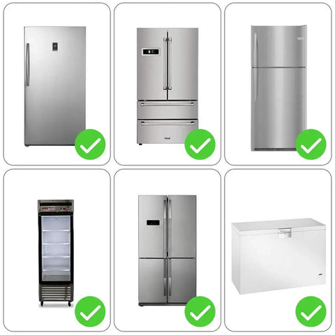 Freezer Door Alarm With Adjustable Delay For Doors Left Open Wireless Refrigerator Alert shown on various fridge types