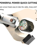 Heavy Duty Electric Ratchet Cable Cutter For Pipelines And Sea Rescue showing open scissor head for quick cuts on copper cables.