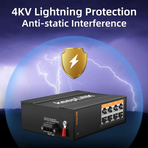 Industrial 8 Port Gigabit DIN Rail Switch Unmanaged With IP40 Protection and 4KV Lightning Protection