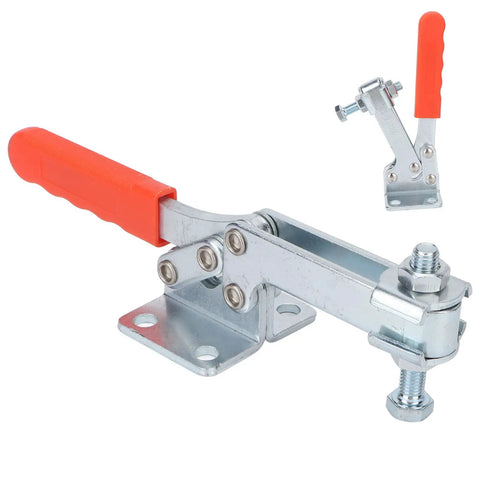 Heavy Duty Pro Grade Toggle Clamp 500kg Clamping Force, Horizontal One Hand Quick Release, metal construction, red handle