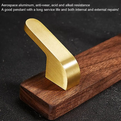 Straight Up Sturdy Five Hook Wall Coat Rack Designed For Hanging Daily Duds Hats Keys And Towels Helps You Keep Your Entryway And Bathroom Tidy With Easy Mounting Hardware Included, featuring a gold hook on a wooden base.