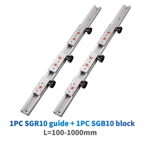 No Sweat Dual Axis Roller Linear Guide Rail Kit For Woodworking Benches Featuring Sgb10 Glide Blocks And Tough Aluminum Rails in 1000mm length.