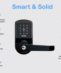 Keyless Fingerprint Smart Door Lock With Touchscreen Keypad And Auto Locking For Home Office Airbnb And Rental Properties Aged Bronze Finish With App Control And Guest Access product features image