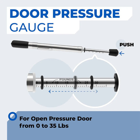 Door Pressure Gauge 0 to 35 Pounds for Hinged Sliding and Folding Doors to Meet ADA Requirements With a Tough Analog Dial and Plastic Protective Tube for Easy Transport, 0-35 lbs