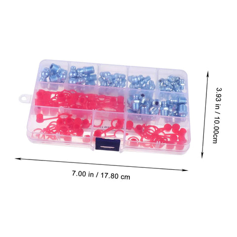 Grease Nipples Assortment Kit 100 Pcs Zerk Fittings With Caps For Automotive Industrial And Motorcycle Use in plastic case