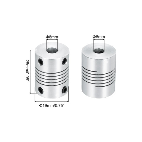 Flexible 6mm To 6mm Aluminum Shaft Coupler Beam 25mm Length 19mm Outer Diameter Beefed Up For 3D Printer CNC Machines Encoders And Motors Shaft DIY Projects, 2 views