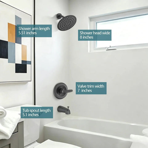 High Flow Eight Inch Matte Black Rain Shower Faucet And Tub Trim Kit With Round Rain Showerhead And Handle Fits Delta 13 Series Perfectly Smooth Diy Bathroom Upgrade Zero Tile Hassle Actual Game Changer For Home Reno