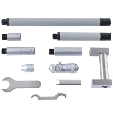 Inside Micrometers Set 2 To 20 Inches With 0.001 Inch Increments And Flexible Extension Rods For A Wide Measuring Range Includes Zero Setting Caliper Gauge For Fast Dead On Readings