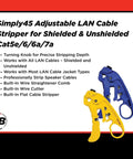 Adjustable LAN Cable Stripper and Cutter with Precision Depth Control Knob and Wire Comb in Yellow and Blue Variants