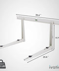 Heavy Duty Outdoor Mini Split Mount Bracket With Crossbar And L Shaped Brackets For Ductless Condensers And Heat Pumps 440 Lb Capacity Hardware Included Level Your Setup side view dimensions