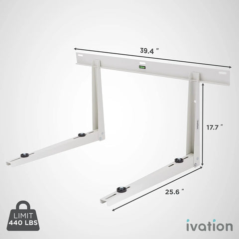 Heavy Duty Outdoor Mini Split Mount Bracket With Crossbar And L Shaped Brackets For Ductless Condensers And Heat Pumps 440 Lb Capacity Hardware Included Level Your Setup side view dimensions