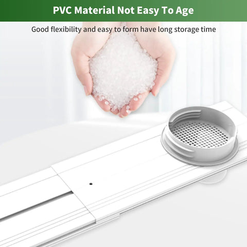 Portable AC Sliding Door Vent Kit with 4 in 1 coupler and filter, durable PVC material detail, fits 5.1 to 5.9 inch exhaust hose