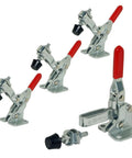 Four Pack Vertical Quick-Release Toggle Clamps, 110 Lb Holding Capacity, Anti-Slip Grip, GH-101A, With Adjustable Rubber Tips For Jigs, Fixtures