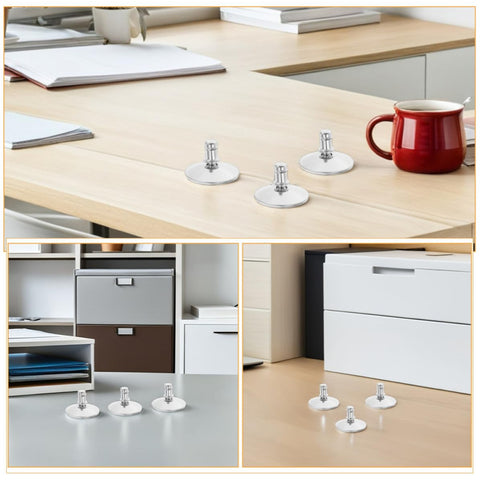 Solid Heavy Duty Swivel Adjustable Furniture Levelers With Easy Height Adjustment And Grippy Anti Slip Rubber Pads For Chairs Sofas Silent Glide Floor Protectors Pack Of Twelve on a desk surface.