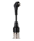 Portable Level 2 Electric Vehicle Charging Adapter Transforms Standard Wall Outlets Into Reliable Home Power Stations Featuring Automatic Power Detection And No Sweat Plug In Convenience, showing a black charging plug with a silver connector.