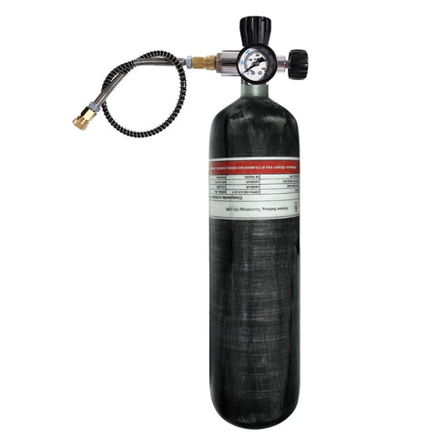 3L Carbon Fiber PCP Air Tank With Filling Station And Regulator Gauge 4500 PSI High Pressure HPA Cylinder For Paintball Comes With Hose Fittings