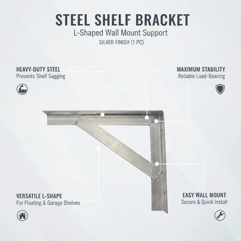 Heavy Duty Steel L Brackets For Floating Shelves Garage Racks And Wall Storage Angle Iron Support For DIY Projects Reinforcement